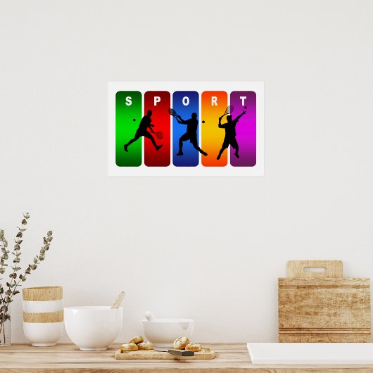 Multicolor Tennis Emblem (mannelijk) Poster (Keuken)