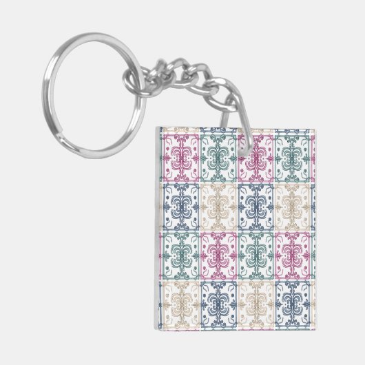 Multicolor Tiles w/ Initials Sleutelhanger (Voorkant Links)