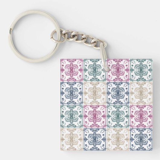 Multicolor Tiles w/ Initials Sleutelhanger (Voorkant)
