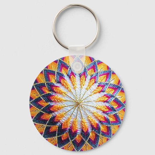 Multicolor Traditional Temari Kiku Sleutelhanger (Voorkant)