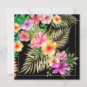 Multicolor Tropical Black Hibiscus Floral Party SQ Kaart (Achterkant)