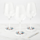 Multicolor tropische bladeren 11 wijnglaslabel (Set)