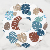 Multicolor tropische bladeren 11 wijnglaslabel (Achterkant)