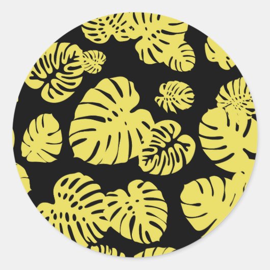 Multicolor tropische bladeren 7 ronde sticker (Voorkant)