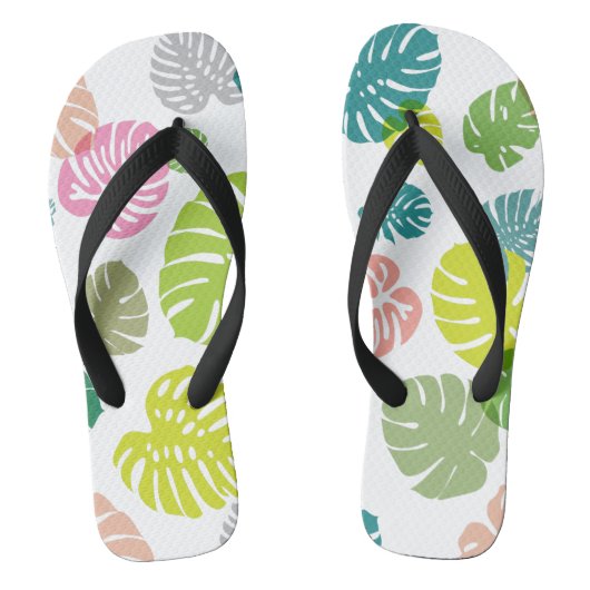 Multicolor tropische bladeren teenslippers (Voetbed)