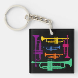 Multicolor Trumpet Brass Music Instrument Sleutelhanger