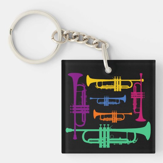 Multicolor Trumpet Brass Music Instrument Sleutelhanger (Voorkant)