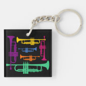 Multicolor Trumpet Brass Music Instrument Sleutelhanger (Achterkant)