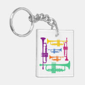 Multicolor Trumpet Brass Music Instrument Sleutelhanger (Voorkant Links)