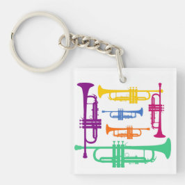 Multicolor Trumpet Brass Music Instrument Sleutelhanger
