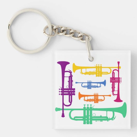 Multicolor Trumpet Brass Music Instrument Sleutelhanger (Voorkant)