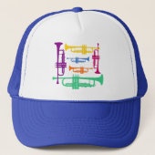 Multicolor Trumpet Music Instrument Baseball Trucker Pet (Voorkant)
