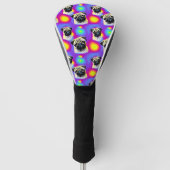 Multicolor Two Pugs Dog Y2K Inspired Golfheadcover (Voorkant)