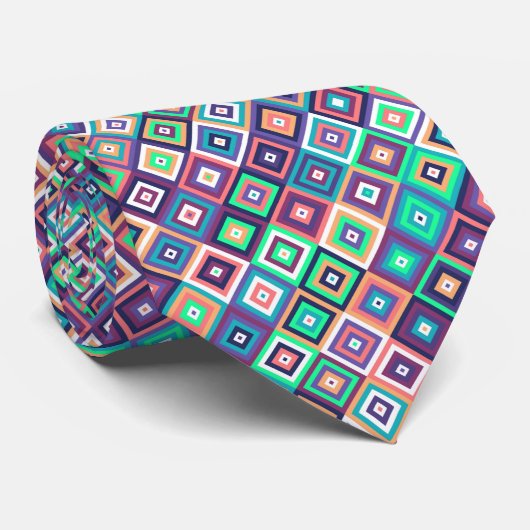 multicolor vierkant geometrisch patroon stropdas (Opgerold)