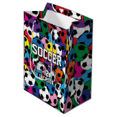 Multicolor Voetbal Collage Medium Cadeauzakje (Voorkant Gekanteld)