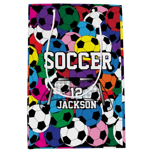Multicolor Voetbal Collage Medium Cadeauzakje (Voorkant)