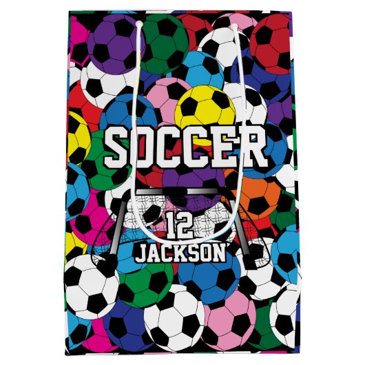 Multicolor Voetbal Collage Medium Cadeauzakje (Achterkant)