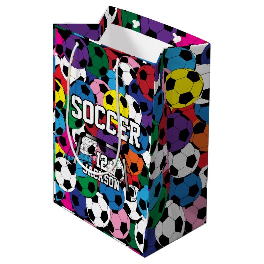 Multicolor Voetbal Collage Medium Cadeauzakje (Achterkant Gekanteld)