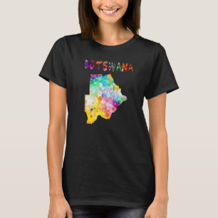 Multicolor Watercolor Botswana Map Digital Artwork T-shirt