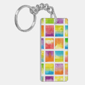 Multicolor Watercolor Vierkanten Schilderkunst Sleutelhanger (Voorkant Links)