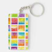 Multicolor Watercolor Vierkanten Schilderkunst Sleutelhanger (achterkant)