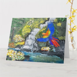  Multicolor Waterfall Garden Scene Painting Kaart