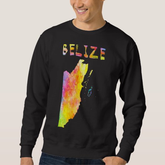 Multicolor Waterverf Belize Map digitaal kunstwerk Trui (Voorkant)