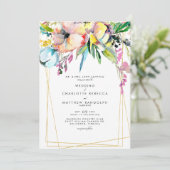 Multicolor Waterverf Bloemen Bruiloft Kaart (Staand voorkant)