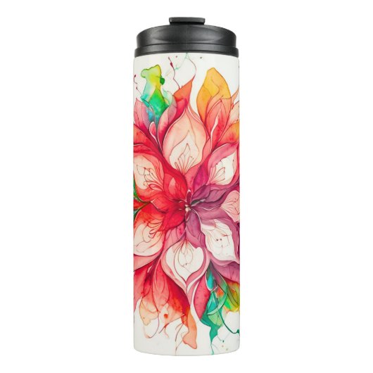 Multicolor waterverf bloemige boho-mandala thermosbeker (Voorkant)