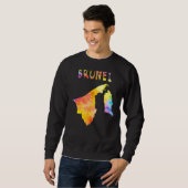 Multicolor Waterverf Brunei Map digitaal kunstwerk Trui (Voorkant volledig)