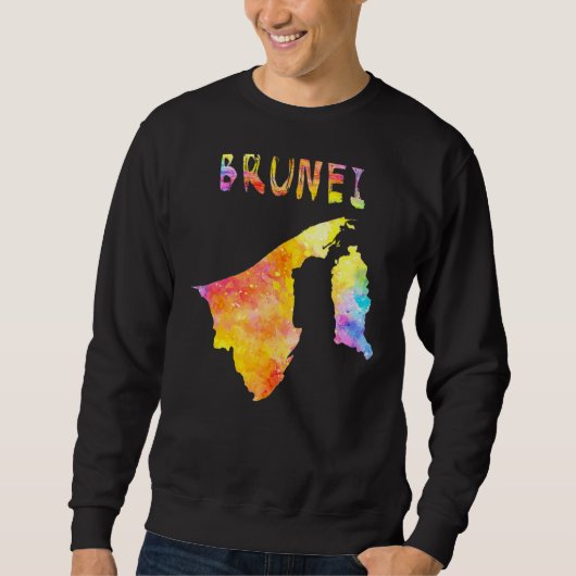 Multicolor Waterverf Brunei Map digitaal kunstwerk Trui (Voorkant)