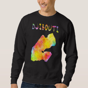 Multicolor Waterverf Djibouti Map Digitaal Kunstwe Trui
