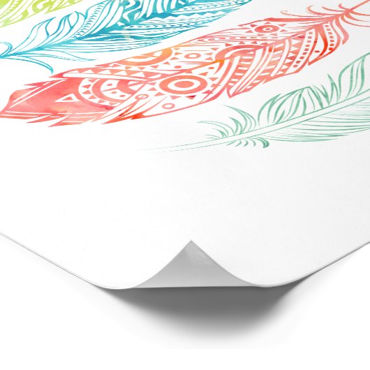 Multicolor Waterverf feathers Poster tribaal afdru (Hoek)