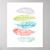 Multicolor Waterverf feathers Poster tribaal afdru (Voorkant)