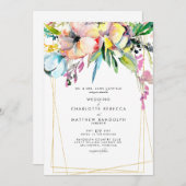 Multicolor Waterverf Floral Wedding Kaart (Voorkant / Achterkant)