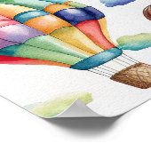 Multicolor Waterverf Hot Air-ballonnen Poster (Hoek)