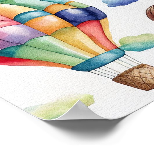 Multicolor Waterverf Hot Air-ballonnen Poster (Hoek)