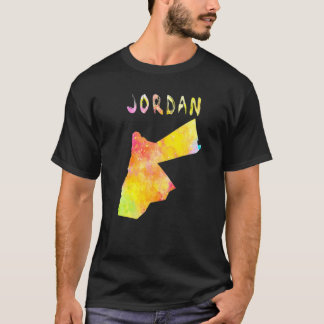 Multicolor Waterverf Jordan Map digitale kunst T-shirt