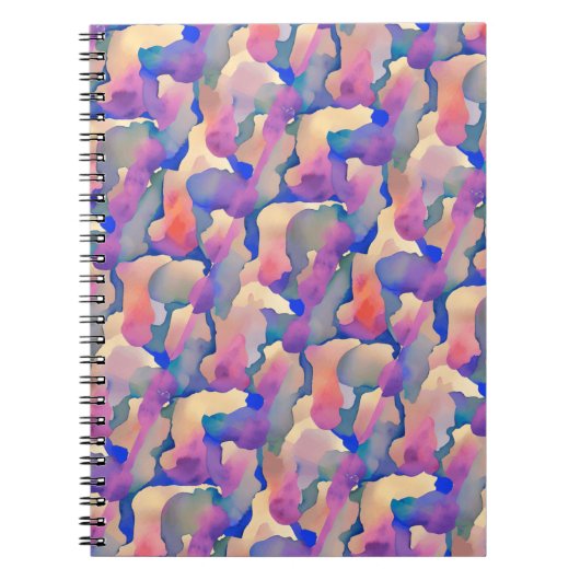 Multicolor Waterverf Patroon - Notitieboek (Voorkant)