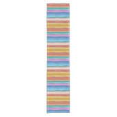 Multicolor Waterverf Stripes Patroon Korte Tafelloper (Voorkant)