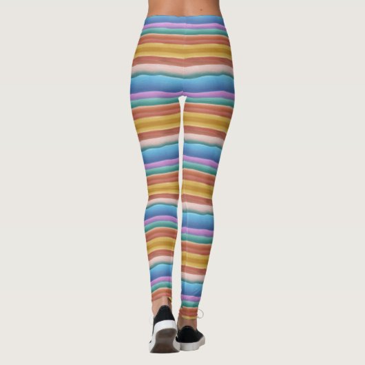 Multicolor Waterverf Stripes Patroon Leggings (Achterkant)
