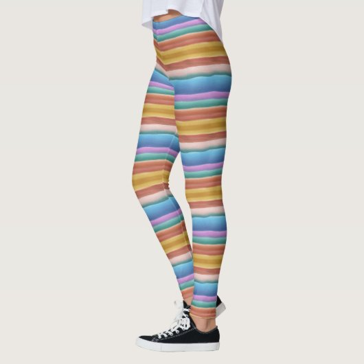Multicolor Waterverf Stripes Patroon Leggings (Links)