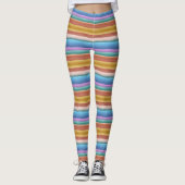 Multicolor Waterverf Stripes Patroon Leggings (Voorkant)