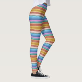 Multicolor Waterverf Stripes Patroon Leggings