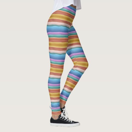 Multicolor Waterverf Stripes Patroon Leggings (Rechts)