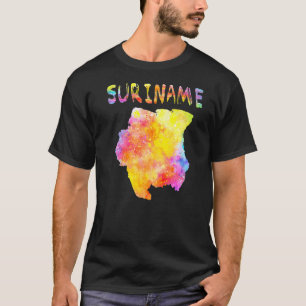 Multicolor Waterverf Suriname Map digitaal kunstwe T-shirt