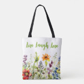 Multicolor Waterverf Wildbloemen op wit Tote Bag (Achterkant)
