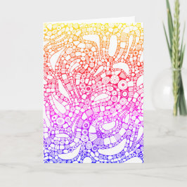 Multicolor Wavy Circles Square Abstract Drawing Kaart
