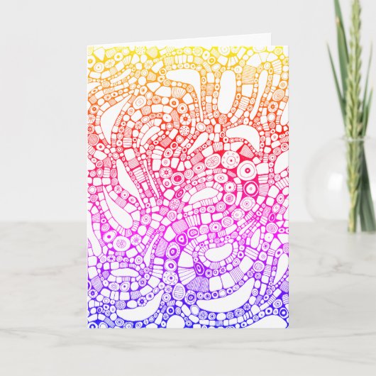 Multicolor Wavy Circles Square Abstract Drawing Kaart (Voorkant)
