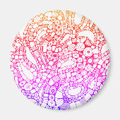 Multicolor Wavy Circles Square Abstract Drawing Magneet (Voorkant)